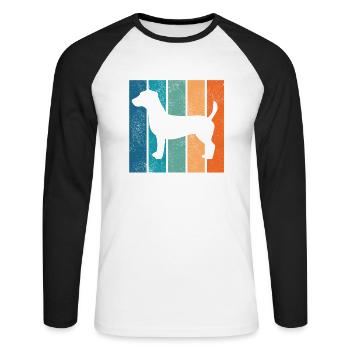 Jack Russel Terrier chien chien amour rétro cadeau - T-shirt baseball manches longues Homme - blanc/noir - Devant - Nik (191cm)