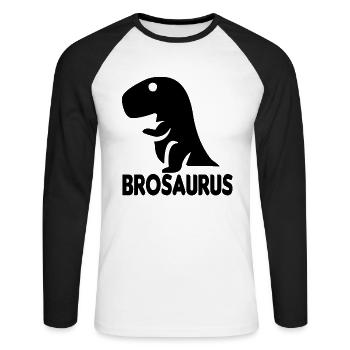 Brother brosaurus dino brothers gift - Unisex Long Sleeve Baseball T-Shirt - white/black - Front - Nik (191cm)