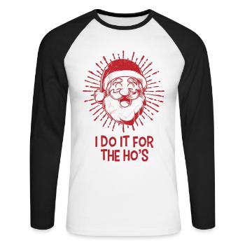 UGLY CHRISTMAS VINTAGE cadeau Santa Claus pour - T-shirt baseball manches longues Homme - blanc/noir - Devant - Nik (191cm)
