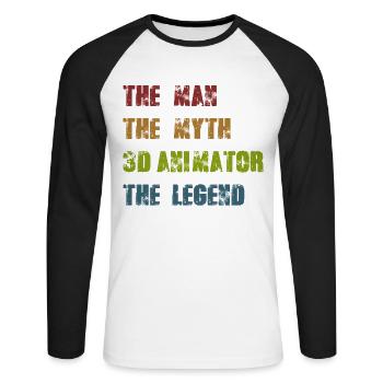 Legendärer Spruch Für Stolze 3D-Animatoren - Unisex Baseballshirt langarm - Weiß/Schwarz - Vorne - Nik (191cm)