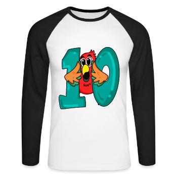 10 anniversaire - oiseau perroquet avec le numéro 10 - T-shirt baseball manches longues Homme - blanc/noir - Devant - Nik (191cm)