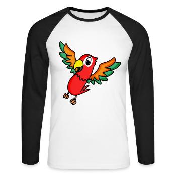 perroquet - T-shirt baseball manches longues Homme - blanc/noir - Devant - Nik (191cm)