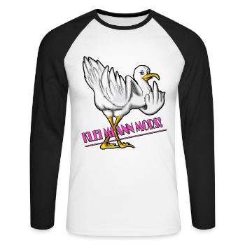 Norden Plattdeutsch Spruch klei mi ann Mors Möwe - Unisex Long Sleeve Baseball T-Shirt - white/black - Front - Nik (191cm)