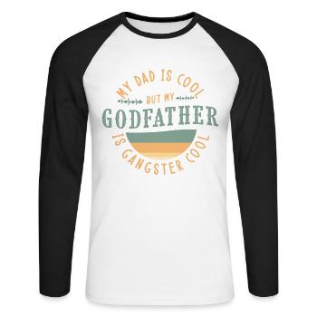 Parrain, Parrain révèle le sexe, baby shower - T-shirt baseball manches longues Homme - blanc/noir - Devant - Nik (191cm)