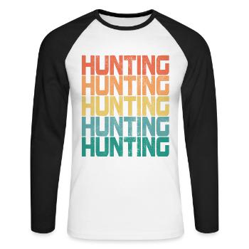 Chasse Chasse Chasseur Chasse Cerf Rétro Cadeau - T-shirt baseball manches longues Homme - blanc/noir - Devant - Nik (191cm)