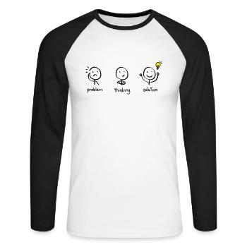 Funny stick figure line art line drawing - Unisex Long Sleeve Baseball T-Shirt - white/black - Front - Nik (191cm)