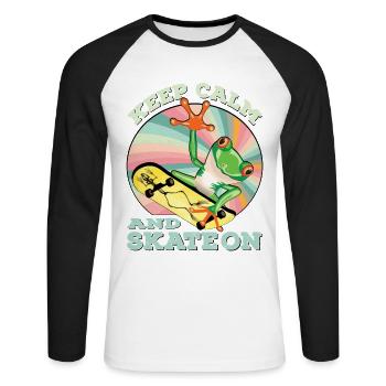 Keep calm and skate grenuill gift idea - Unisex Long Sleeve Baseball T-Shirt - white/black - Front - Nik (191cm)