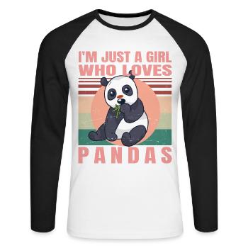Je ne suis qu'une fille qui aime les pandas - Retro mignon - T-shirt baseball manches longues Homme - blanc/noir - Devant - Nik (191cm)