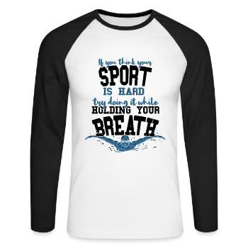 Schwimmen Schwimmern Geschenk - Unisex Baseballshirt langarm - Weiß/Schwarz - Vorne - Nik (191cm)