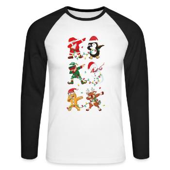 Dabbing Weihnachten Lustiges Motiv Geschenk - Unisex Baseballshirt langarm - Weiß/Schwarz - Vorne - Nik (191cm)