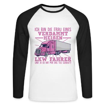 Frau Eines Heißen Truckers Geschenk LKW Frau - Unisex Baseballshirt langarm - Weiß/Schwarz - Vorne - Nik (191cm)