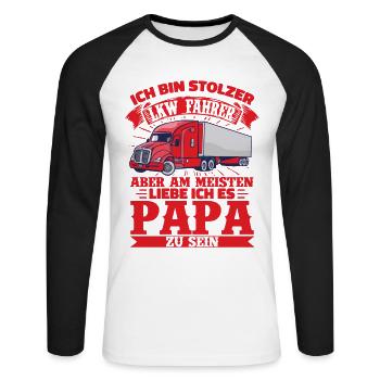 Stolzer LKW Papa Ich Bin LKW Fahrer Und Vater - Unisex Baseballshirt langarm - Weiß/Schwarz - Vorne - Nik (191cm)