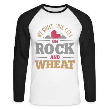 Board game, board game wood, wheat - Unisex Long Sleeve Baseball T-Shirt - white/black - Front - Nik (191cm)