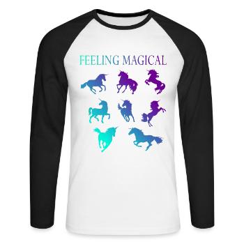 Feeling magical - Unisex Long Sleeve Baseball T-Shirt - white/black - Front - Nik (191cm)