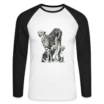 Guépard - T-shirt baseball manches longues Homme - blanc/noir - Devant - Nik (191cm)