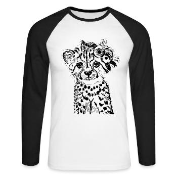 Guépard - T-shirt baseball manches longues Homme - blanc/noir - Devant - Nik (191cm)
