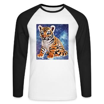 tiger - Unisex Long Sleeve Baseball T-Shirt - white/black - Front - Nik (191cm)