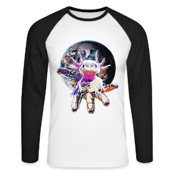 Axolotl - T-shirt baseball manches longues Homme - blanc/noir - Devant - Nik (191cm)