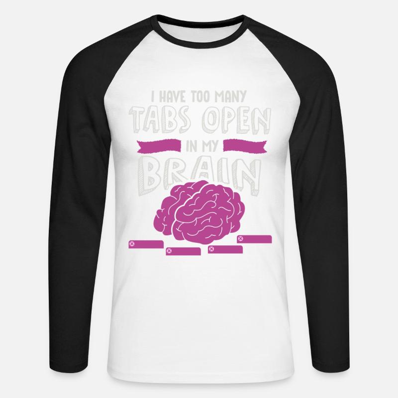 adhd, adhd Brain tabs open, Attention, - Unisex Long Sleeve Baseball T-Shirt - white/black