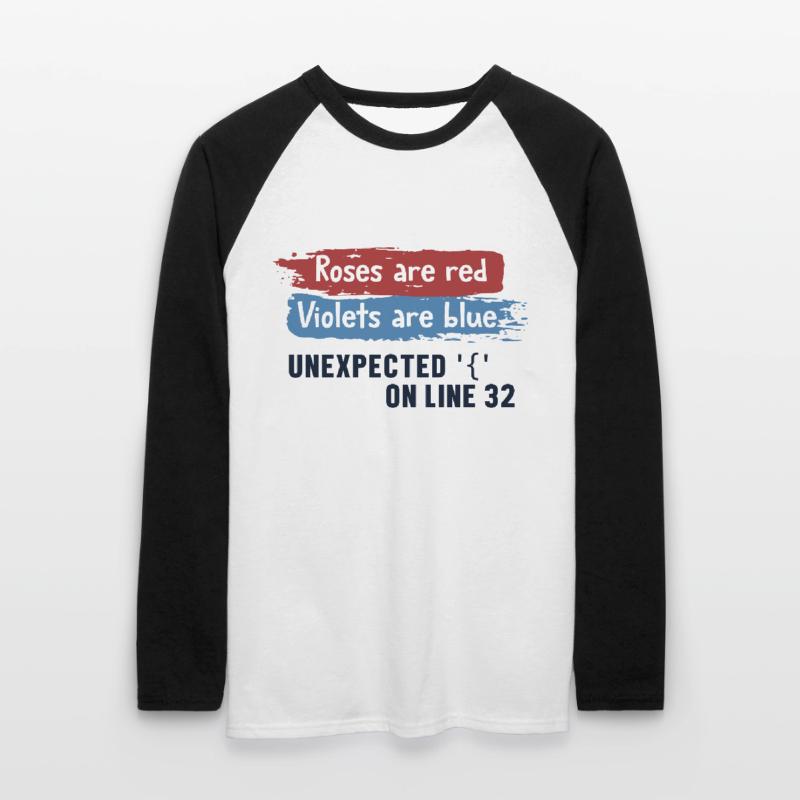 Unexpected { on Line 32 Engineer Coder Software Unisex Long Sleeve Baseball T-Shirt