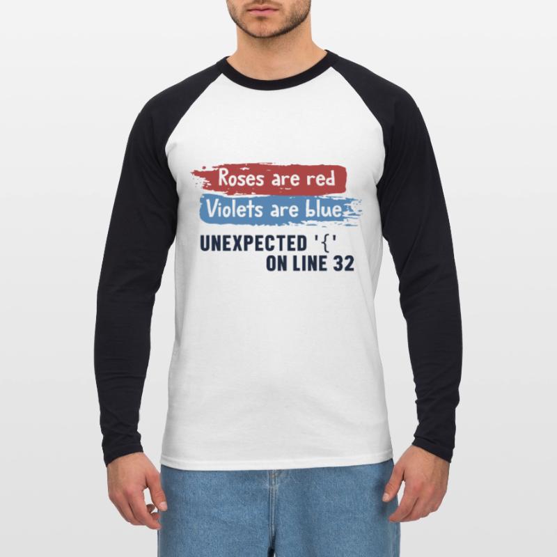 Unexpected { on Line 32 Engineer Coder Software Unisex Long Sleeve Baseball T-Shirt