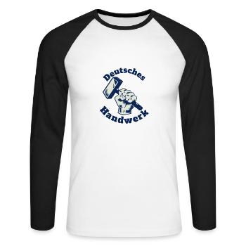 Deutsches Handwerk - Unisex Baseballshirt langarm - Weiß/Schwarz - Vorne - Nik (191cm)