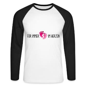 verstorbene Tochter Liebe Herz Trauer Abschied Tod - Unisex Baseballshirt langarm - Weiß/Schwarz - Vorne - Nik (191cm)