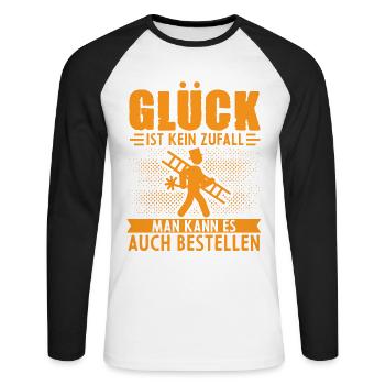 Glück Ist Kein Zufall Schornsteinfeger Glück Kamin - Unisex Baseballshirt langarm - Weiß/Schwarz - Vorne - Nik (191cm)