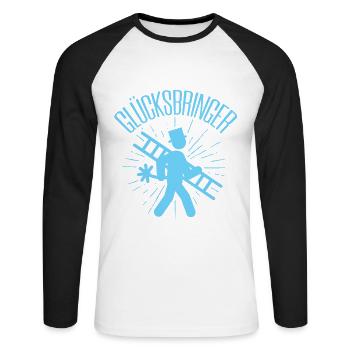 Glücksbringer Schornsteinfeger Kaminfeger Geschenk - Unisex Baseballshirt langarm - Weiß/Schwarz - Vorne - Nik (191cm)