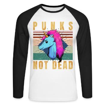 Punk's Not Dead - Punk Rock - Vintage - Unisex Long Sleeve Baseball T-Shirt - white/black - Front - Nik (191cm)