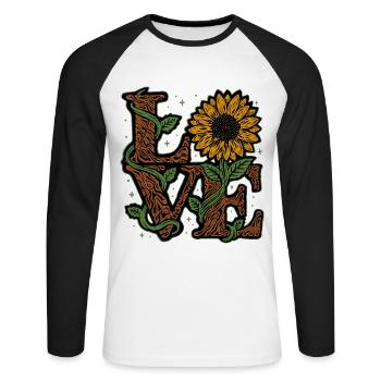 Sonnenblume Liebe Garten Geschenk - Unisex Baseballshirt langarm - Weiß/Schwarz - Vorne - Nik (191cm)
