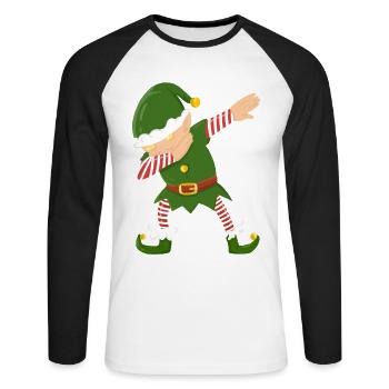 Elf dab tamponnant le cadeau tendance drôle de Noël - T-shirt baseball manches longues Homme - blanc/noir - Devant - Nik (191cm)