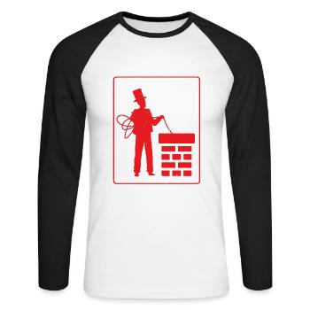 Idée cadeau ramoneur Schonsteinfeger - T-shirt baseball manches longues Homme - blanc/noir - Devant - Nik (191cm)