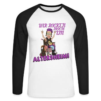 Heavy Metal Musik wir rocken das Altenheim Musiker - Unisex Baseballshirt langarm - Weiß/Schwarz - Vorne - Nik (191cm)