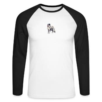 Australian Shepherd Hund Aussie Hundebesitzer Gesc - Unisex Baseballshirt langarm - Weiß/Schwarz - Vorne - Nik (191cm)