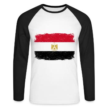 EGYPT FLAG Gift Egypt flag for Egyptians - Unisex Long Sleeve Baseball T-Shirt - white/black - Front - Nik (191cm)