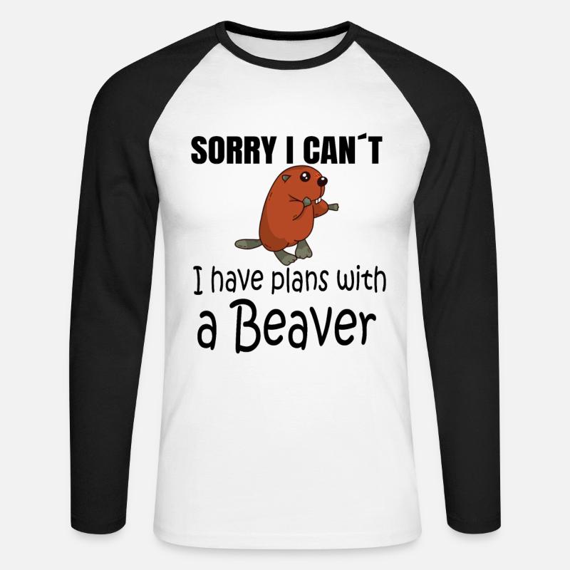 BEAVER: Plans with a Beaver - Unisex Baseballshirt langarm - Weiß/Schwarz