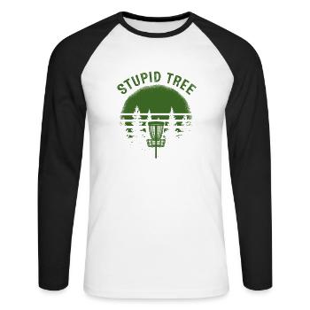 Stupid Tree Disc Golf Ultimate Frolf Frisbee - T-shirt baseball manches longues Homme - blanc/noir - Devant - Nik (191cm)