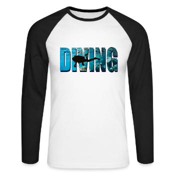 Diving diver in the water - Unisex Long Sleeve Baseball T-Shirt - white/black - Front - Nik (191cm)