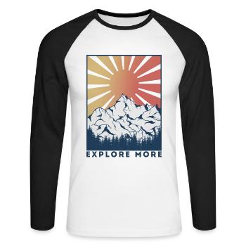 Explore more randonneurs montagnes nature cadeau escalade - T-shirt baseball manches longues Homme - blanc/noir - Devant - Nik (191cm)