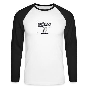 Moto Moto Motocross Motocross Dreckbike-Ge - T-shirt baseball manches longues Homme - blanc/noir - Devant - Nik (191cm)