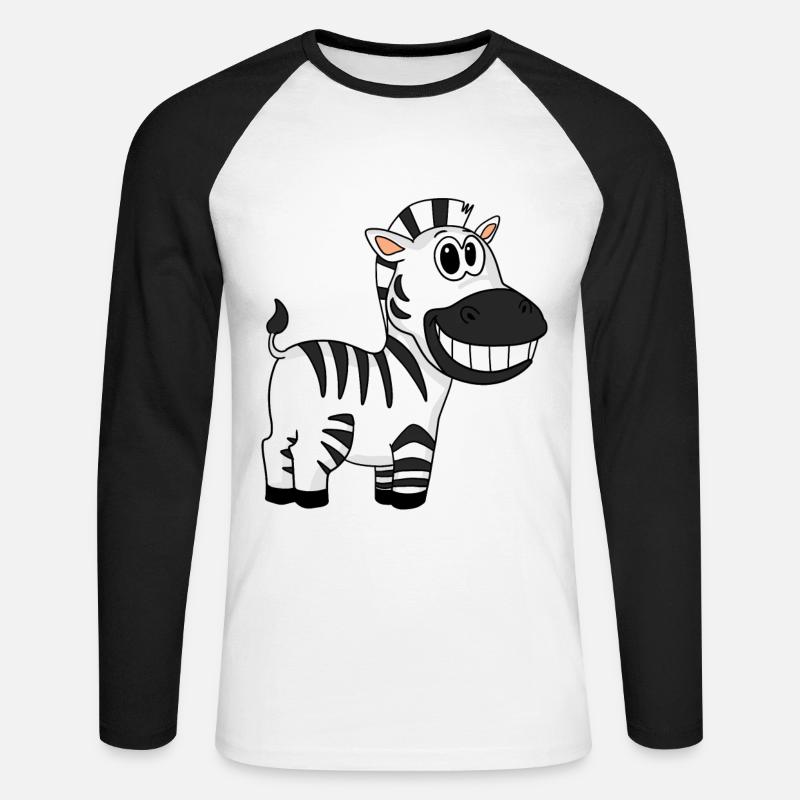 Zebra - Unisex Baseballshirt langarm - Weiß/Schwarz
