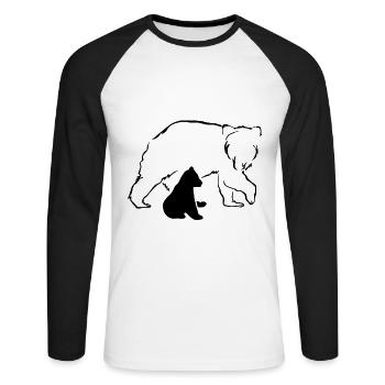 Ours ours ours brun mère bébé nature forêt amour - T-shirt baseball manches longues Homme - blanc/noir - Devant - Nik (191cm)