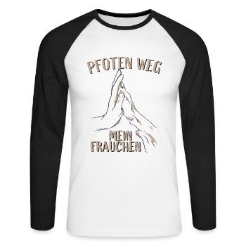 Pfoten Weg Mein Frauchen Hund Appenzeller Pfote - Unisex Baseballshirt langarm - Weiß/Schwarz - Vorne - Nik (191cm)
