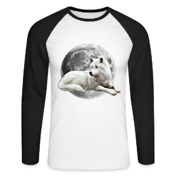 Wolf - T-shirt baseball manches longues Homme - blanc/noir - Devant - Nik (191cm)