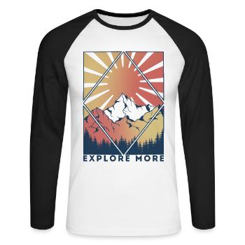 Voyage randonnée explorer montagne explorer escalade - T-shirt baseball manches longues Homme - blanc/noir - Devant - Nik (191cm)