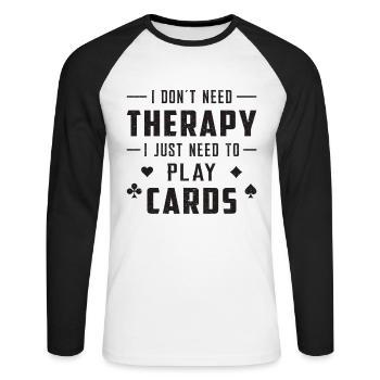 Cartes carte de coeur de pique Carro Ass Poker cadeau - T-shirt baseball manches longues Homme - blanc/noir - Devant - Nik (191cm)