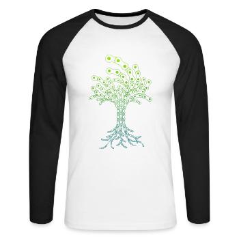 Tree of Bicycle Chains - Unisex Long Sleeve Baseball T-Shirt - white/black - Front - Nik (191cm)