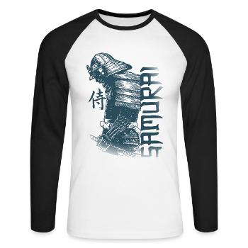 Samurai - Unisex Long Sleeve Baseball T-Shirt - white/black - Front - Nik (191cm)