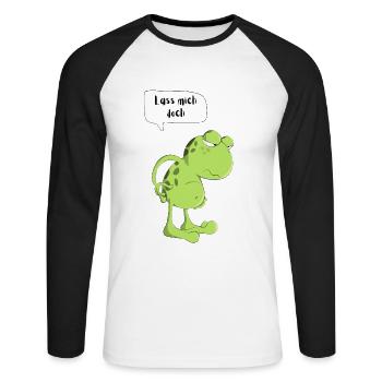 Lass mich doch Frosch Morgenmuffel Müde Kröte Frog - Unisex Baseballshirt langarm - Weiß/Schwarz - Vorne - Nik (191cm)